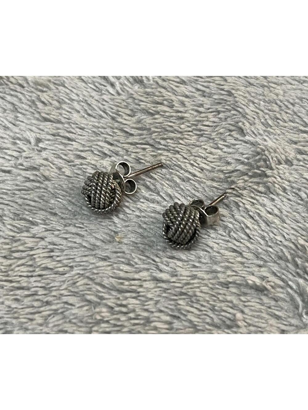 Sterling Silver Twisted Braided Swirl Knot Stud Post Earrings